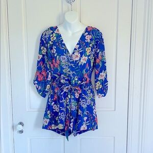 Yumi Kim Amalfi Coast Liz Romper in Silk Medium Blue Floral